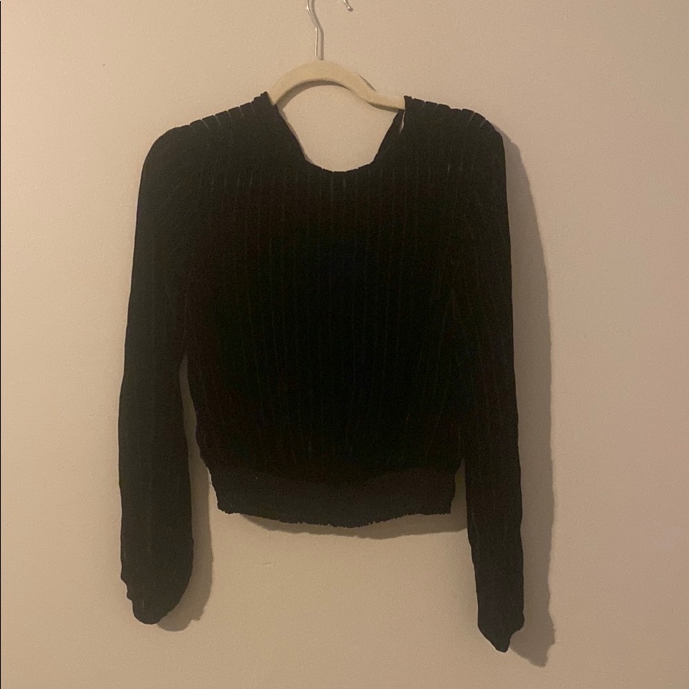 Black velvet Ribbed Women's Top